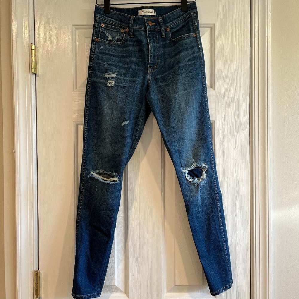 Madewell Women’s 9" High Riser Skinny Skinny Jeans in Ripped and Patched Edition
